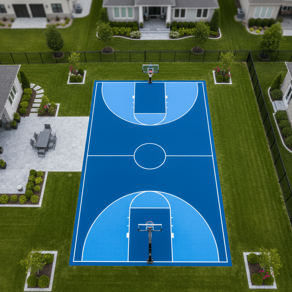 Full size residential basketball court